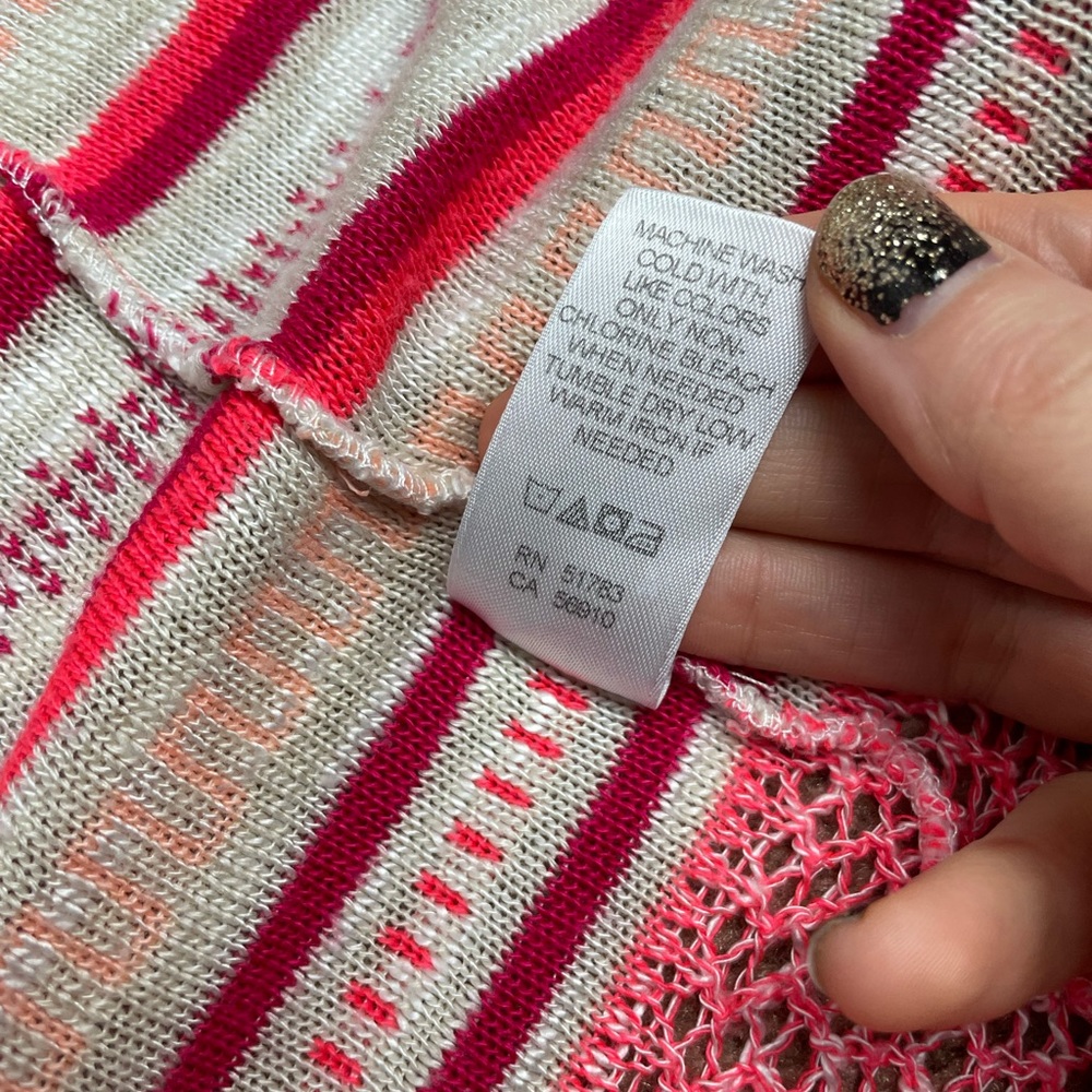Women’s Maurices Cream and Coral Striped Cardigan Sweater Size M - Picture 8 of 9
